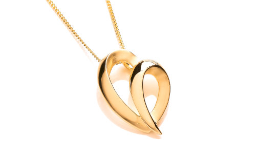 9ct Gold Heart Shape Pendant & Chain