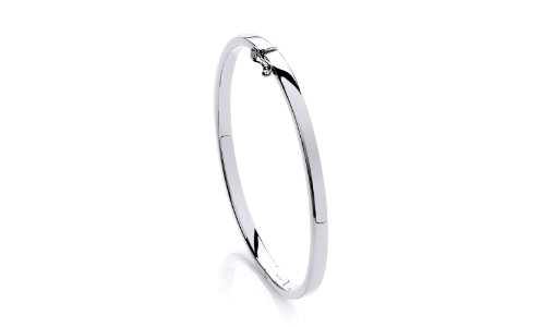 9ct White Gold Solid Oval Court Hinge Bangle