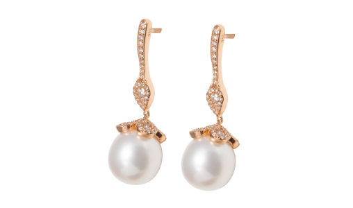 Pearl & Diamond Gold Drop Earrings